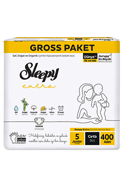 Sleepy Extra Günlük Aktivite Gross Paket Bebek Bezi 5 Numara Junior 400 Adet