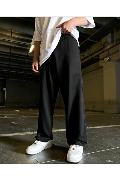 THE WHITE Ανδρική μαύρη αθλητική φόρμα κάτω