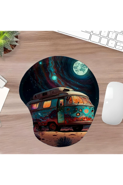 UcuruStore Μπλε οβάλ επιφάνεια ποντικιού με σχέδιο μίνι λεωφορείου και στήριγ...
