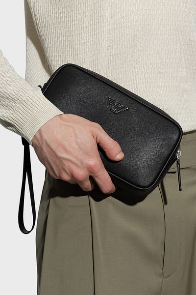 Emporio Armani Logo Zippered Shaving Bag Men's Shaving Bag Y4R356 Y138E 81072