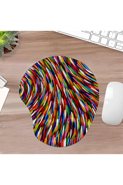 UcuruStore Πολύχρωμο Οβάλ Μαξιλαράκι Ποντικιού με Στήριγμα Καρπού και Σχέδιο ...