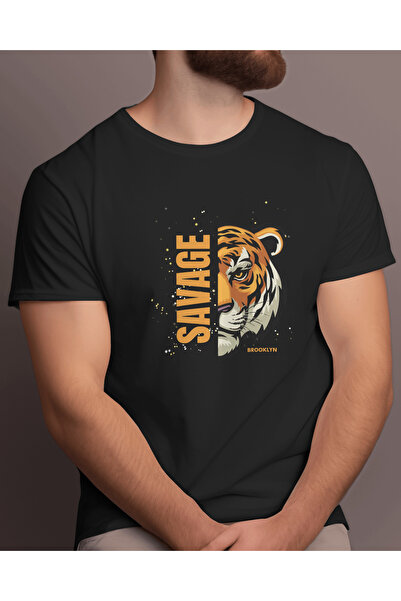 AEMİ Savage Brooklyn Štampano majica unisex Oversize kroj 100% pamuk T-shirt
