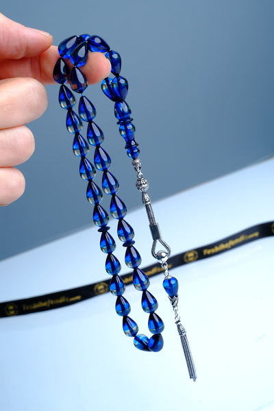 TESBİHEFENDİ Mărgele de rugăciune din chihlimbar de foc cu ciucuri de argint