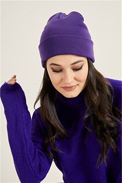 Boldy Класична спортивна шапка з трикотажу Шапка без вишивки Шапка унісекс Пряма шапка Шапка унісекс Пряма класична шапка Фіолетова