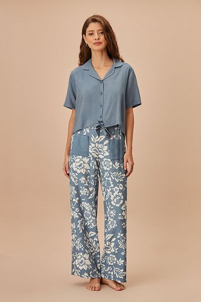 SUWEN Denim Masculine Pajama Set