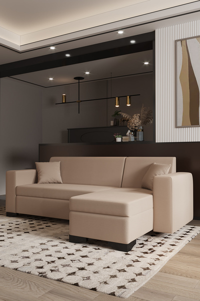 Modalife Toronto Salon&oturma Odası Uzanmalı Köşe Takımı & L Koltuk - Krem