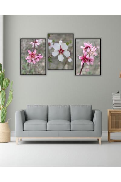kutuTR Dekorize Mdf Tablo Seti 3 Parça 3mm - Badem Çiçeği Salon Oturma Yatak ...