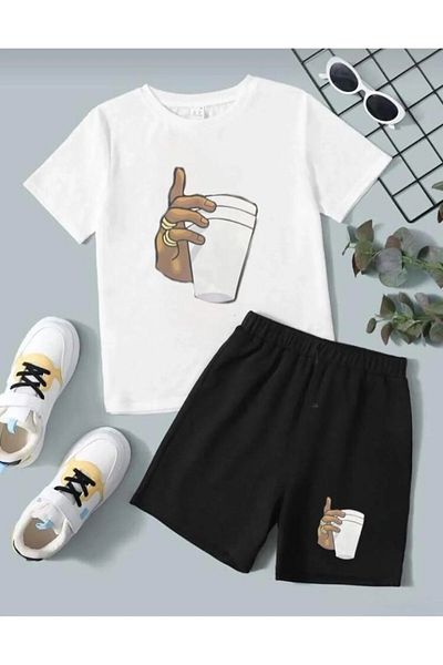 Amazon Ev Printed Girl's Shorts Set with Coffee Cup