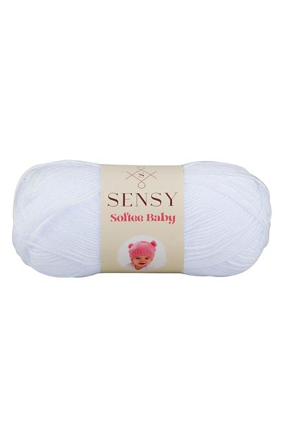SENSY Premium Softee Baby Hand Knitting Thread Baby Thread Cardigan Sweater Scarf Beanie Booties Baby Blanket Thread White
