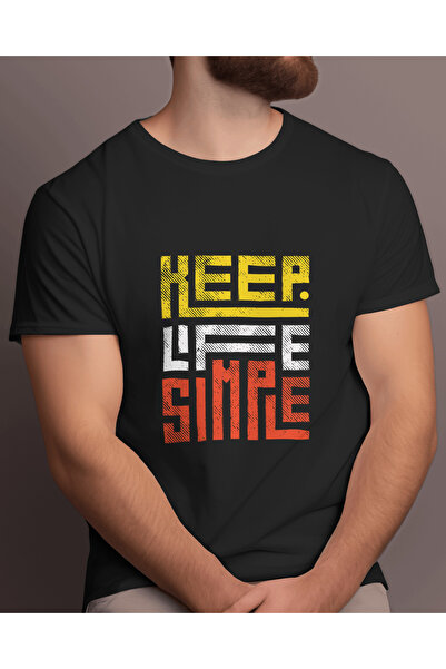 AEMİ Keep Life Simple Design Štampano Majica Unisex Oversize kroj 100% pamuk ...
