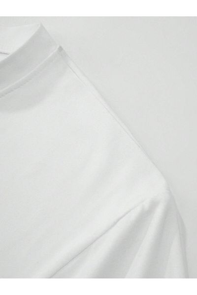 Jose Clothing Μπλουζάκι Unisex Λευκό εμπριμέ από οργανικό βαμβάκι Oversize με κοντό μανίκι