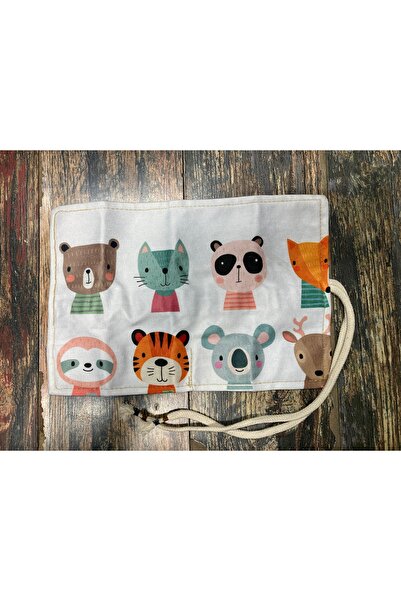 Street Bag Suport pentru stilou tip rolă cu imprimeu animat pentru animale pentru animale, cu mai multe compartimente, imprimat artistic retro