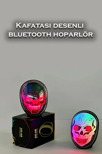 TECHNOMEN Bluetooth Hoparlör Kafatası Desenli Şarjlı Hoparlör Mini Hoparlör
