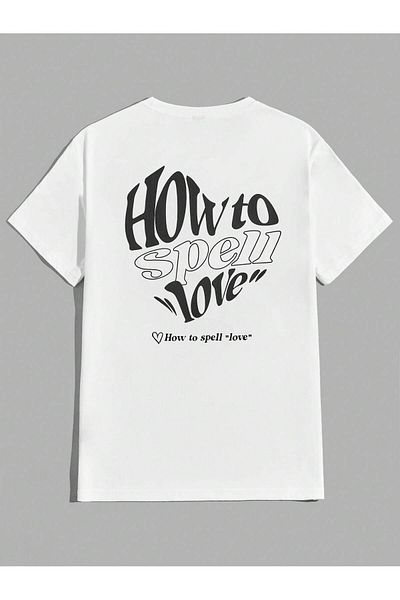 Jose Clothing Μπλουζάκι Unisex Λευκό εμπριμέ από οργανικό βαμβάκι Oversize με κοντό μανίκι