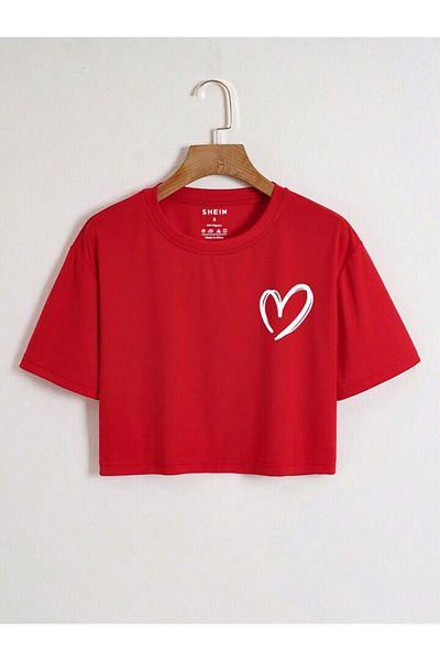Machetta Children's Heart Printed Oversize Crop T-shirt