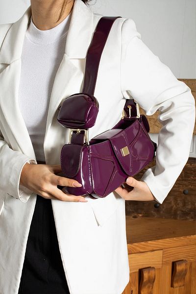 Maynimos Bunny Model Patent Leather 3 Compartment Equivalent Women's Bag