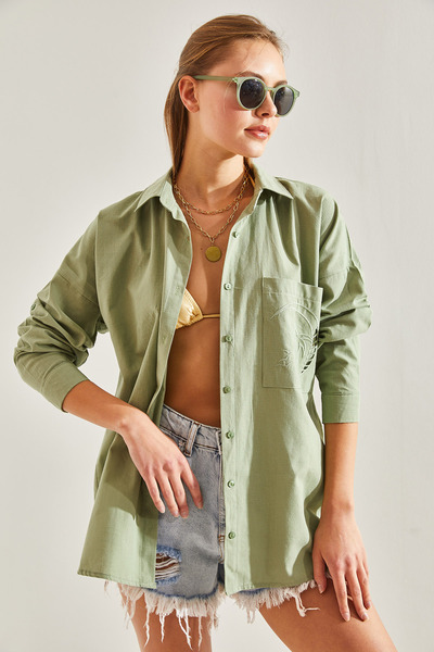 Bianco Lucci Dámská vroubkovaná košile s jednou kapsou