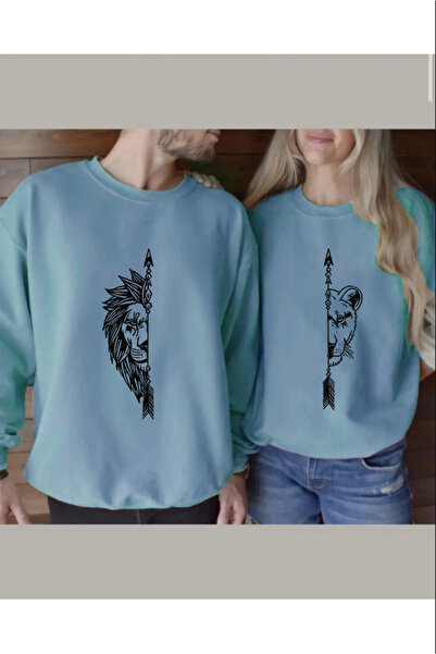 Unique Kadın Erkek Dişi ve Erkek Aslan Çiftler Sevgili Çift Kombini Tasarım S...