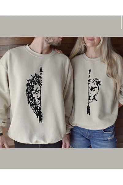 Unique Kadın Erkek Dişi ve Erkek Aslan Çiftler Sevgili Çift Kombini Tasarım S...