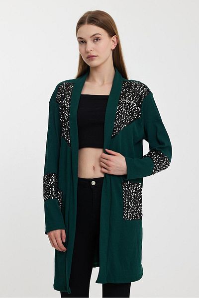 CNG MODA Sequin Embroidery Large Size Cardigan