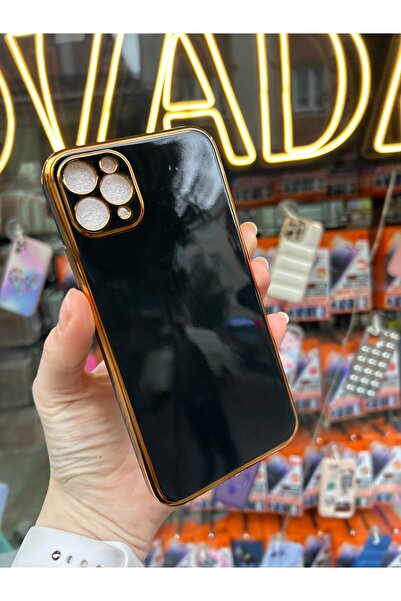 OVADA iPhone 11 Pro Max Uyumlu Kamera Korumalı Gold Kenar Detaylı Yumuşak Sil...