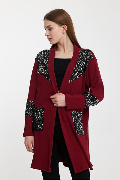 CNG MODA Sequin Embroidery Large Size Cardigan