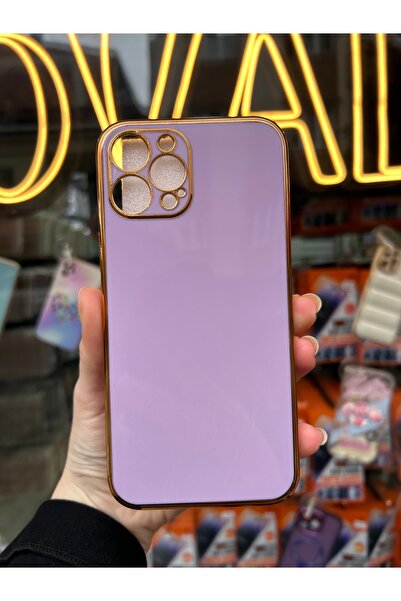 OVADA iPhone 12 Pro Max Uyumlu Kamera Korumalı Gold Kenar Detaylı Yumuşak Sil...