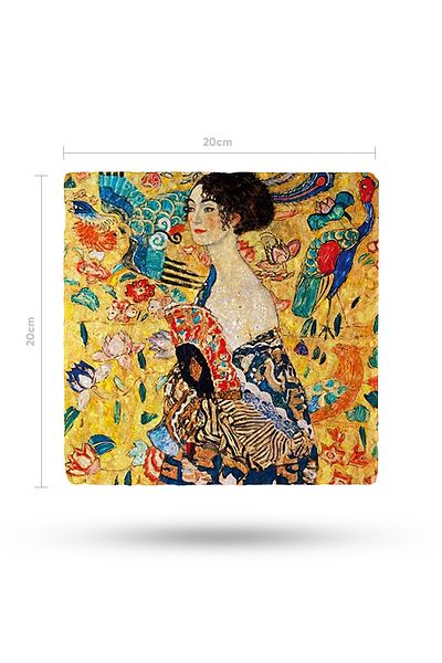 Begoloni Stone Decor Natural Stone Trivet 20X20Cm Gustav Klimt Works Printed Stone Teapot Coaster - Pot Pan Coaster