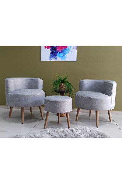 WEBPANYA Çay Seti İkili Koltuk Berjer Ve Puf Takımı (salon, Balkon, Ofis) 3 L...