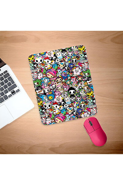 UcuruStore Minimal Cute Cartoon Mouse Pad dreptunghiular cu suport pentru înc...