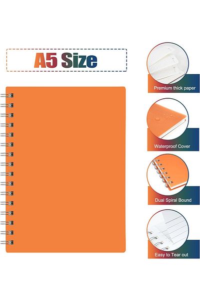 Janissary A5 8 PCS 60 Sheets School Notebook PP Cover Spiral Notebook A4 (4 LINE + 4 CHECK)