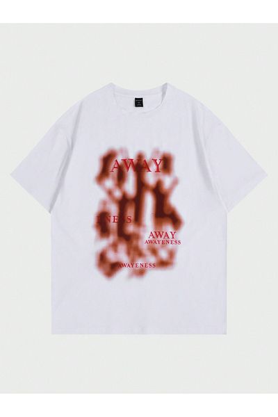Jose Clothing Μπλουζάκι Unisex Λευκό εμπριμέ από οργανικό βαμβάκι Oversize με κοντό μανίκι
