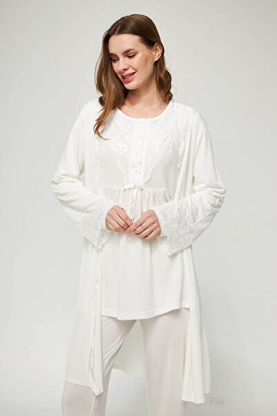 LORIAN'S Ecru Women's Maternity and Maternity Pajamas Set 3 Pieces