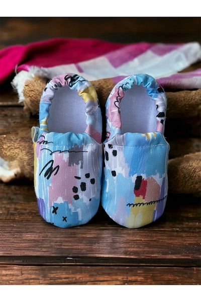 Kokopatik ,Non-Slip Sole,Organic Cotton Home Nursery Booties,Colorful Patterned Booties
