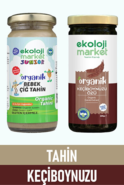 Ekoloji Market Organik Çiğ Tahin 230 gr + Organik Keçiboynuzu Özü 300 ml