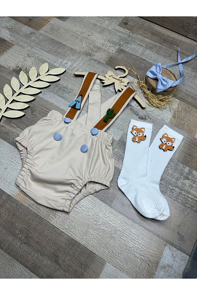 Feriatolye Red Skin Concept Baby Boy 1 Year Birthday Salopet Bow Tie Coco Set