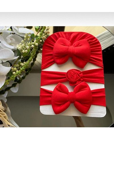 GÜNEŞ KİDS Baby Girl Bow Bone Bandana Set of 3