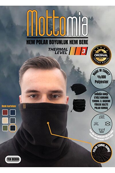 mottomia Černý fleecový límec |   Zimní motorkářská outdoorová čepice proti větru (3 RŮZNÉ POUŽITÍ)