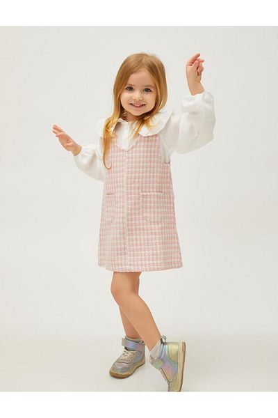 Koton Baby Girl Tweed Salopette Φόρεμα με τσέπες