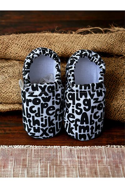 Kokopatik ,Non-Slip Sole,Organic Cotton Home Nursery Booties,Alphabet Patterned Booties