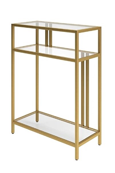 TOLIAHOME Gold Renk Temper Camlı Dresuar Konsol Komodin