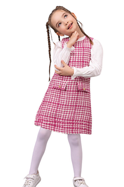 Dmb Kız Çocuk Ekose İkili Jile Elbise