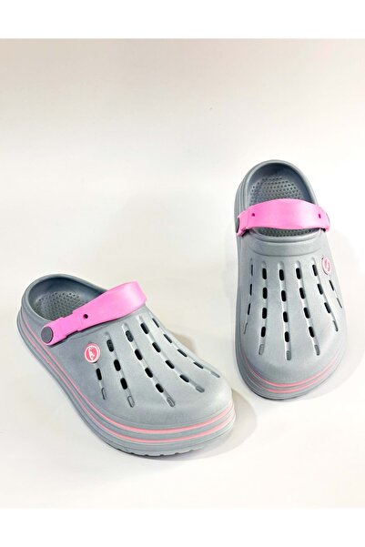 Akınal Bella Gray Pink Women's Hospital Home Cross Closed Front Eva Slippers - Gray - 36