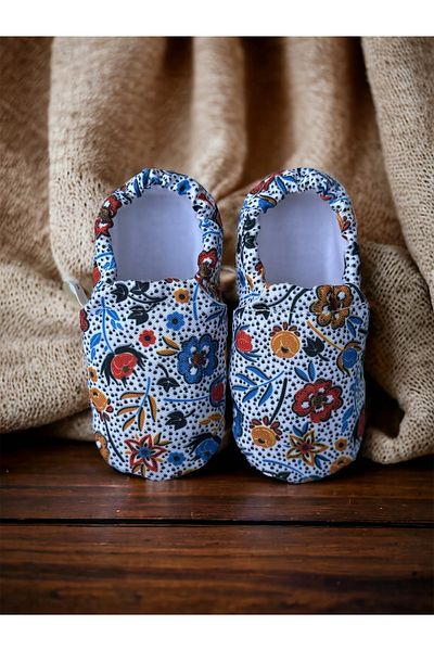 Kokopatik ,Non-Slip Sole,Organic Cotton Home Nursery Booties,Winter Flower Patterned Booties