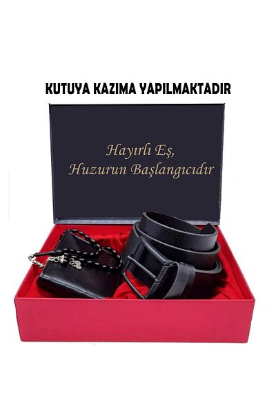 farklı bir hediye Комплект за младоженец, портфейл, колан, броеница
