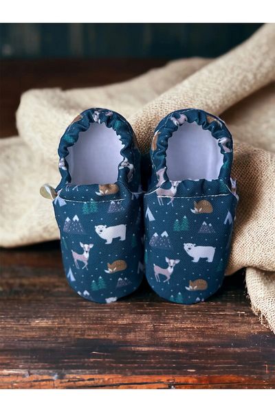 Kokopatik ,Non-Slip Sole,Organic Cotton Home Nursery Booties Winter Animals Organic Cotton Nursery-Home Booties