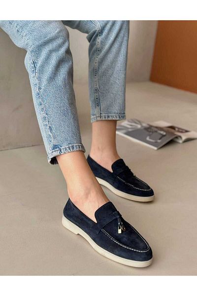 Eray Women's Comfortable Lightweight Soft Suede Tassel Loafer Ballerina Shoes