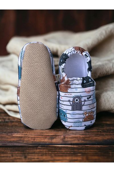 Kokopatik ,Non-Slip Sole,Organic Cotton Home Nursery Booties,Microchip Patterned Booties