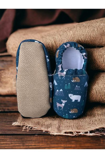 Kokopatik ,Non-Slip Sole,Organic Cotton Home Nursery Booties Winter Animals Organic Cotton Nursery-Home Booties