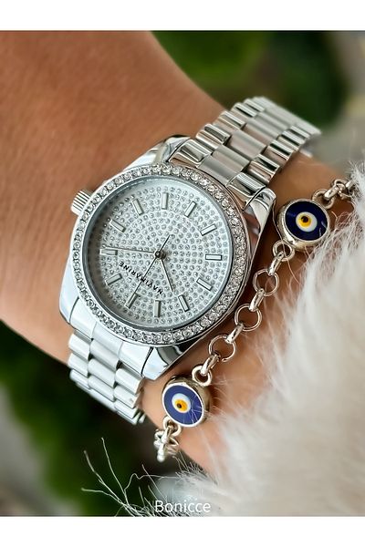 Navimarine Brand Steel Cord Silver Color Women's Wristwatch Bracelet